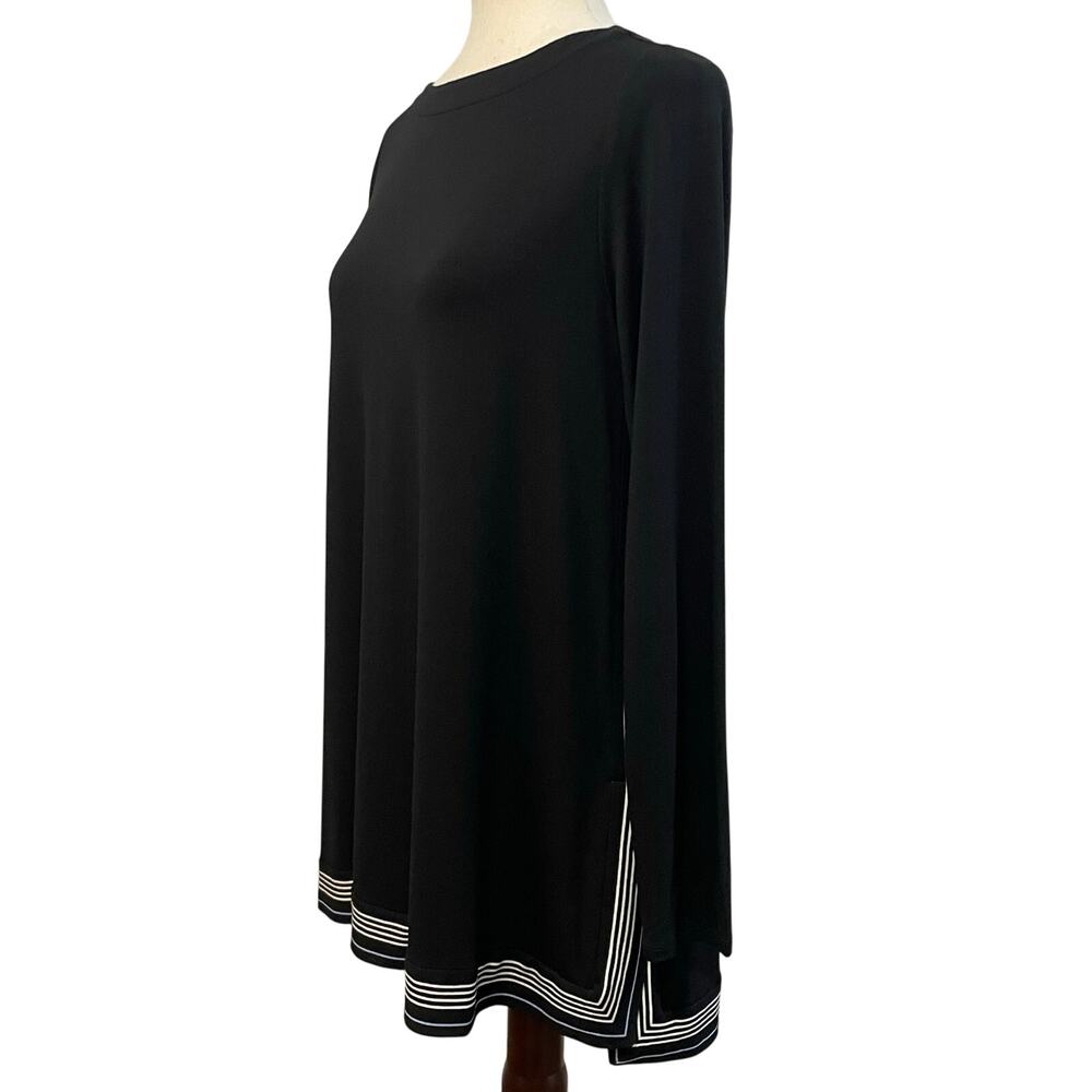 J. Jill Everwear Tunic Long Sleeve Boat Neck Stripe Black Women's Small NWT